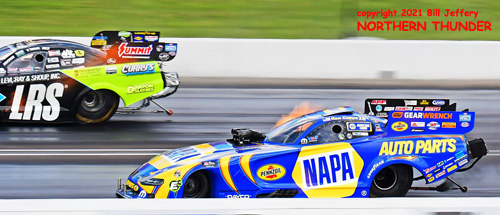 Ron Capps (near lane) vs Tim Wilkerson 
(far lane) - FC